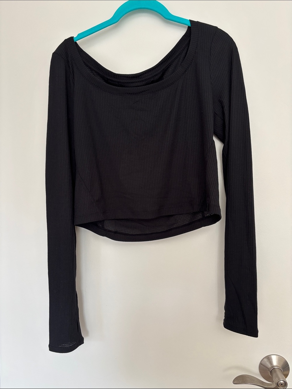NWT Prana Black Ribbed Long-Sleeve Crop Top